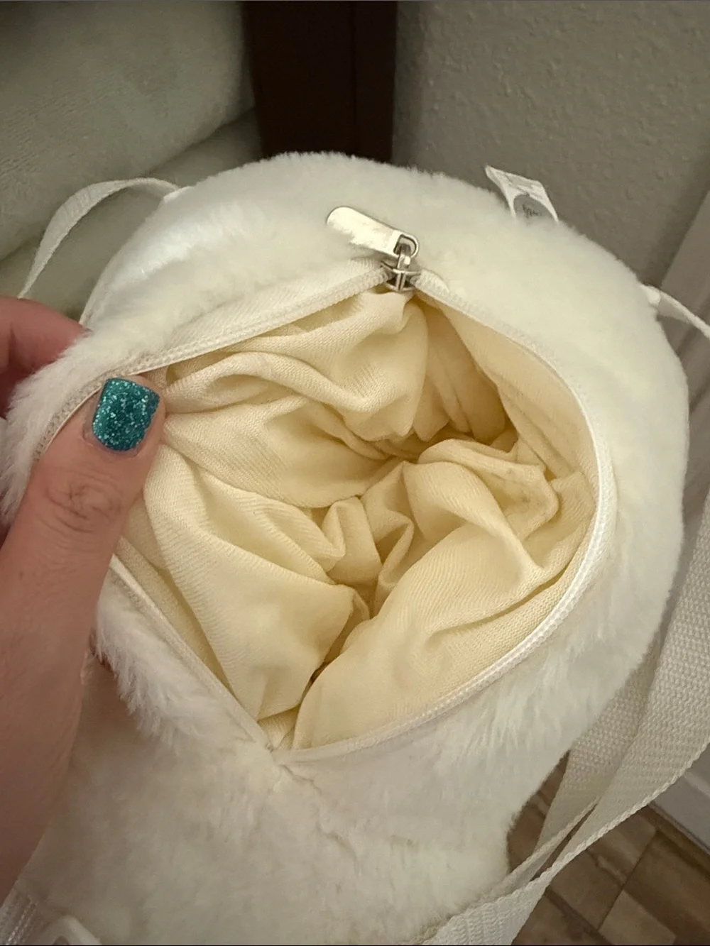 Backpack Plush White Bunny